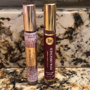 Set of 2 Bath and Body Works Travel Champagne Toast & Pink Obsessed Spray